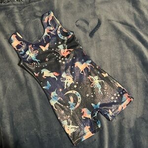 Brand New Galaxy Unicorn Sparkle Leotard with shorts